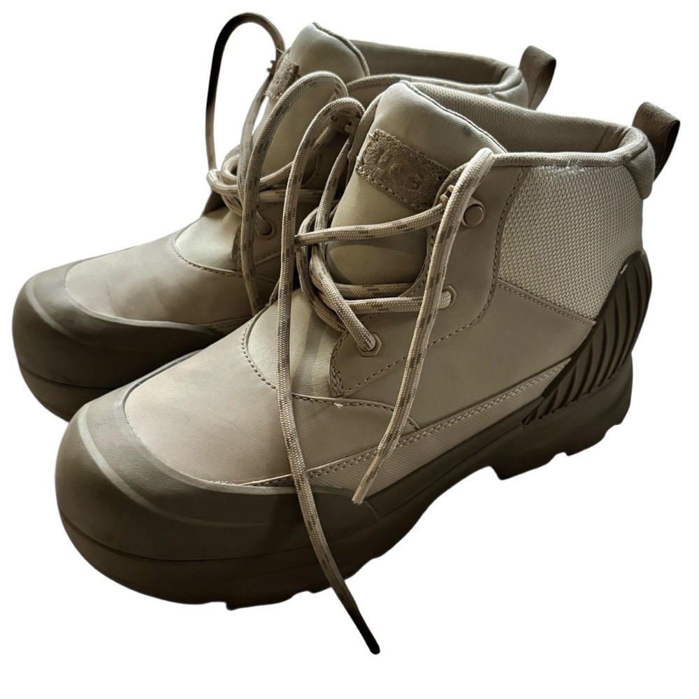 UGG Rain Boots Size 9.5 Women Neumel Sand Color Waterproof Leather Ankle 1152724